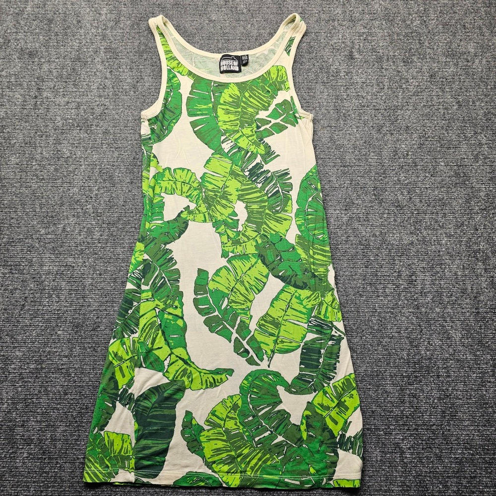 House of Holland Green Banana Leaf Tropical Print Tank Mini Dress US 6
